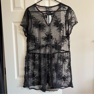 Torrid Black Sheer Floral Lace Georgette Hi Lo Tunic